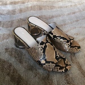 Zara snakeskin block heel sandals